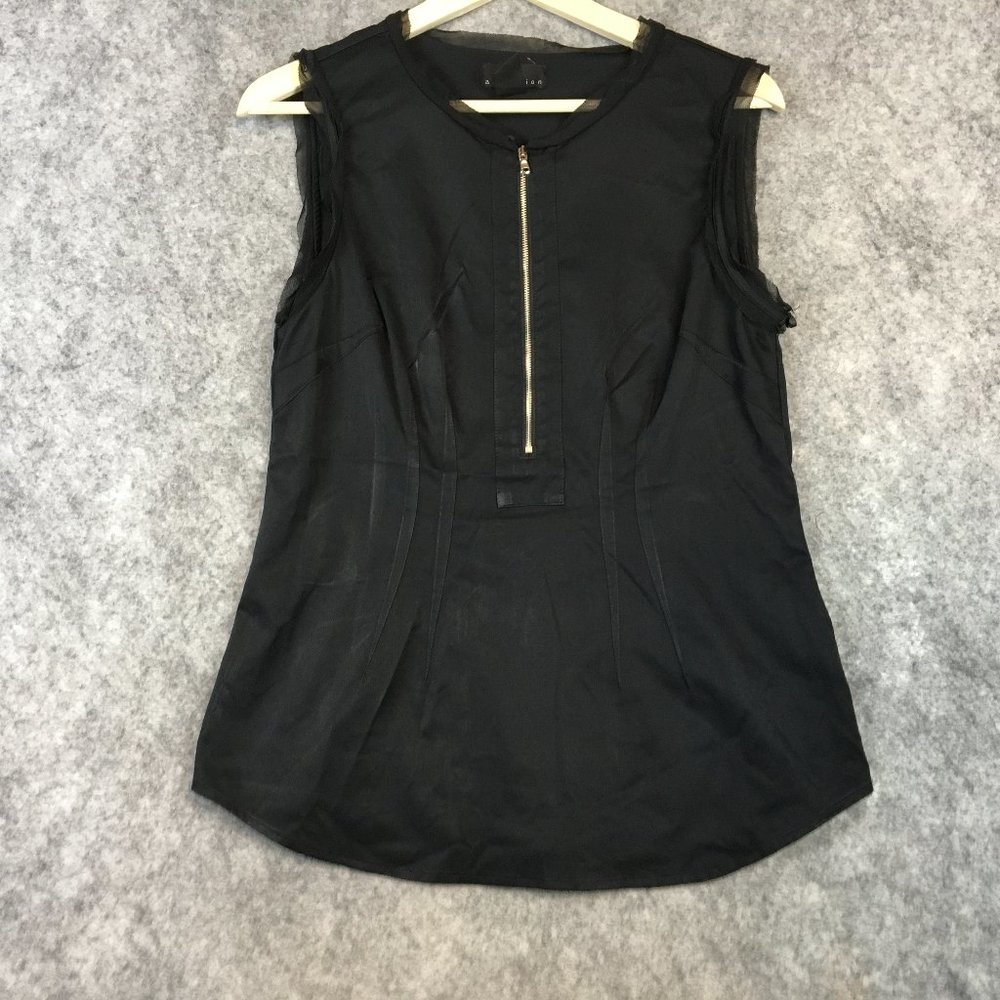 Attention Top M Tailored Fit Darts Seams Half Zip Tank Top Sleeveless Career